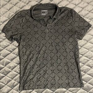 Express Men's Dark Gray Diamond Polo
